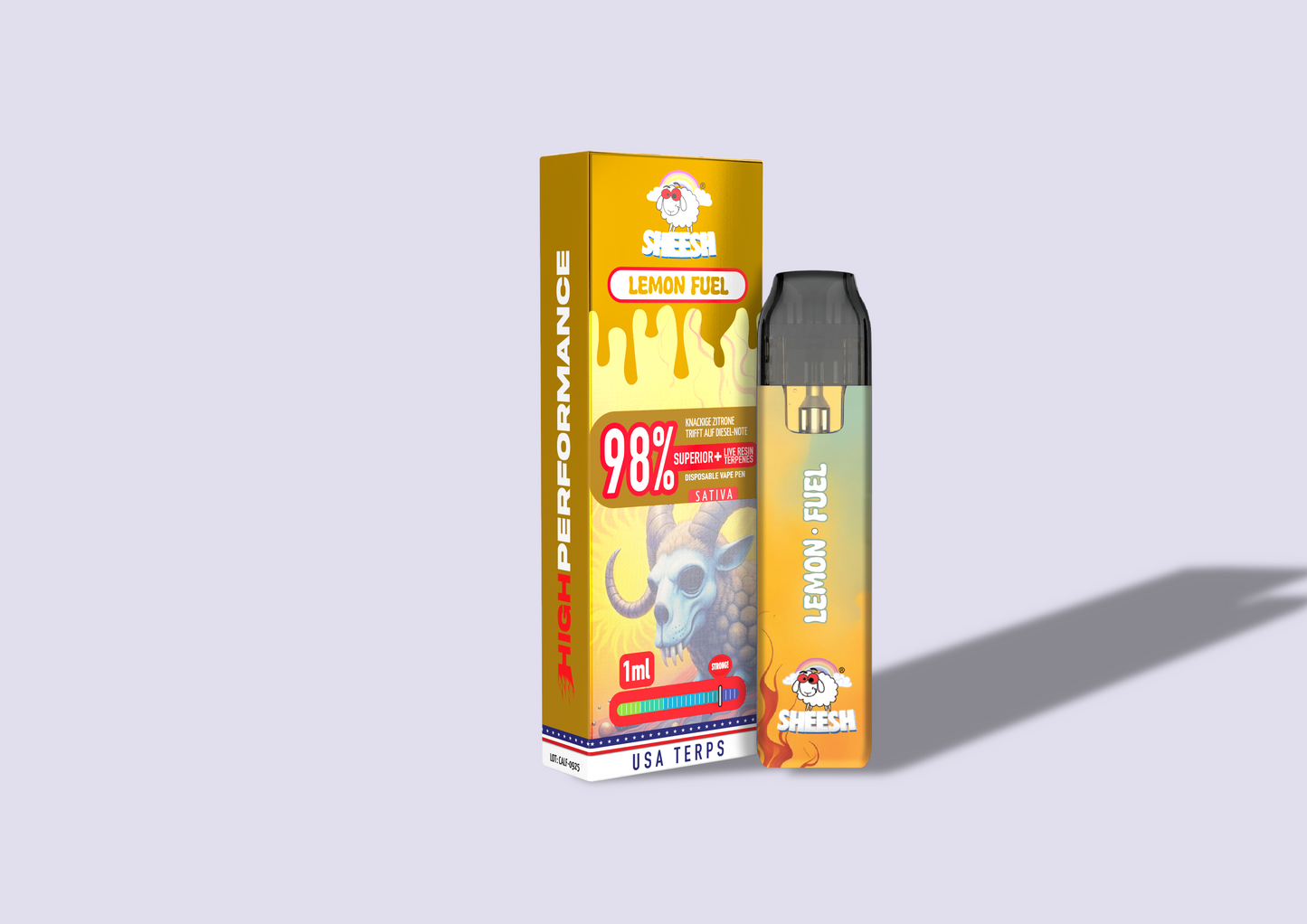 SHEESH Vape - Superior Line 1ml - Lemon Fuel - 98% Superior + Live Resin Terpenes | HHC-Vapes