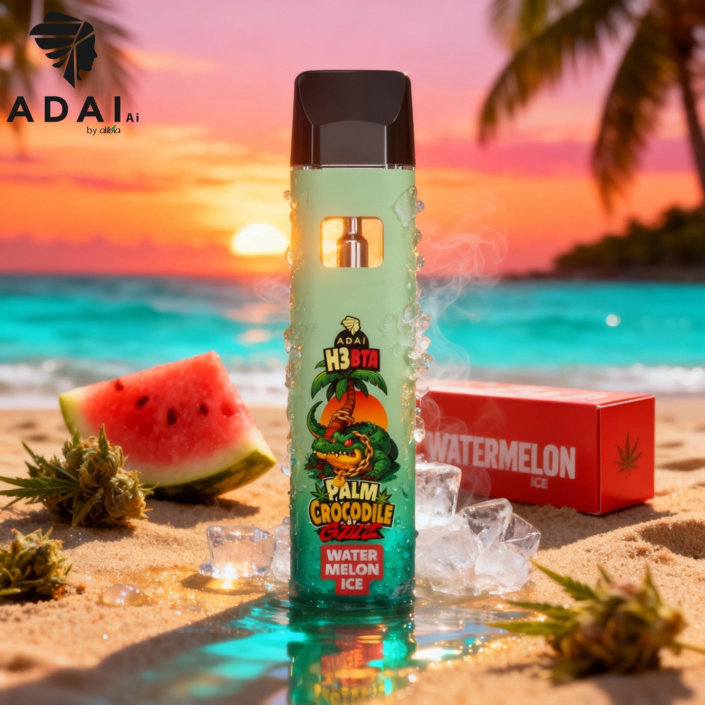 Palm Crocodile By Gzuz - H3BTA - Watermelon Ice 1ml | HHC-Vapes