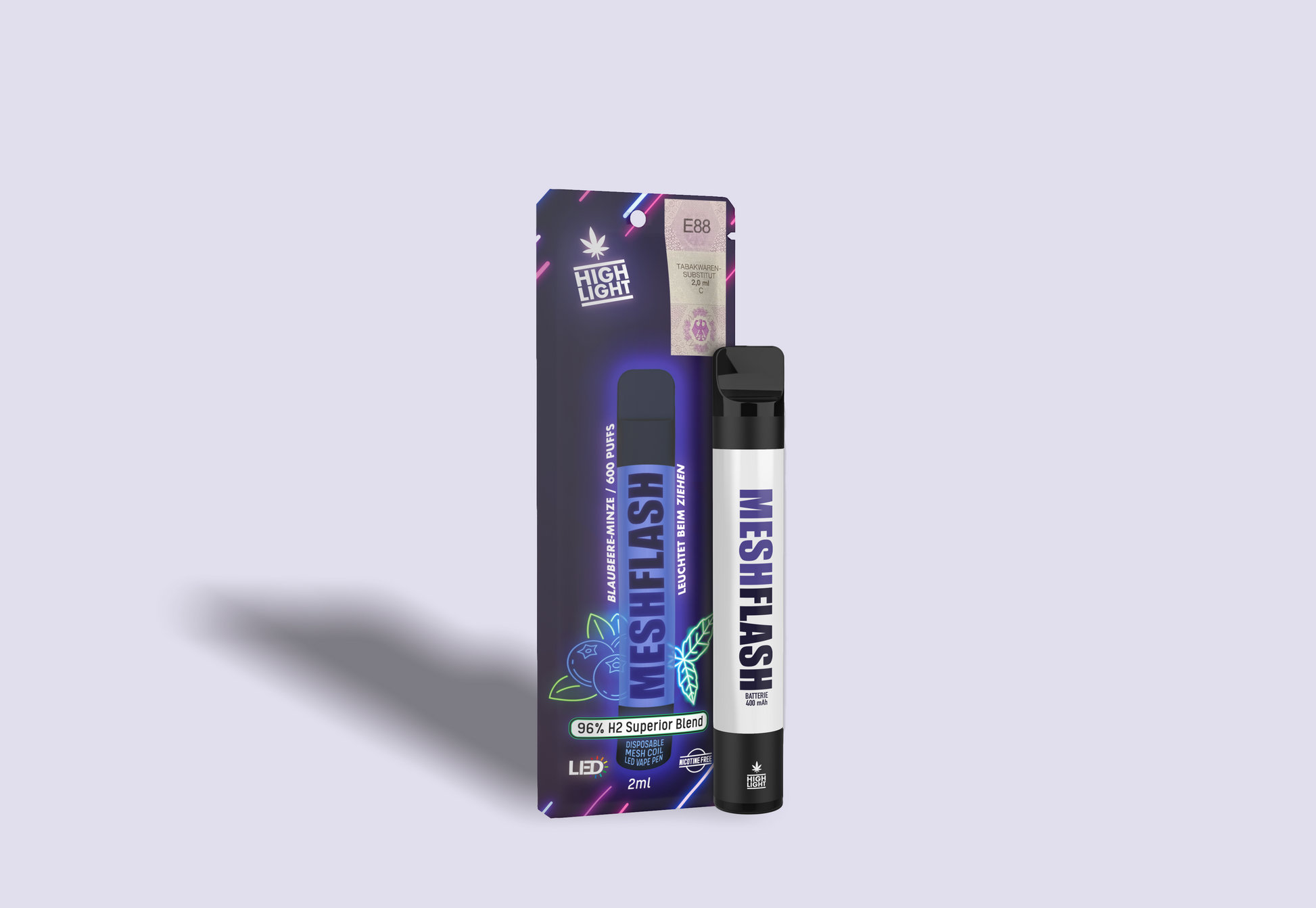 Highlight-Meshflash H2 Superior Blaubeere-Minze 2ml | HHC-Vapes