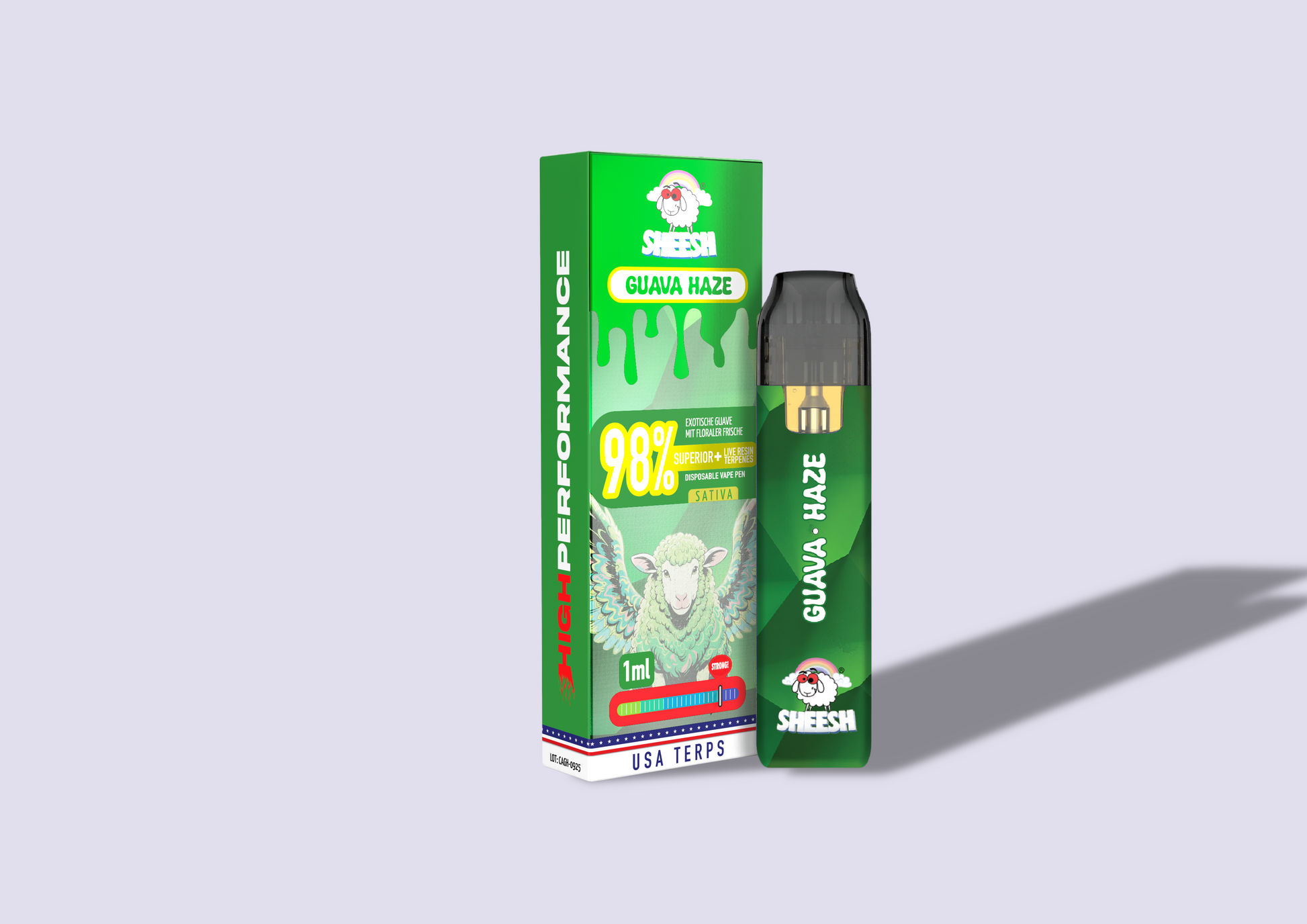 SHEESH Vape - Superior Line 1ml - Guava Haze - 98% Superior + Live Resin Terpenes | HHC-Vapes