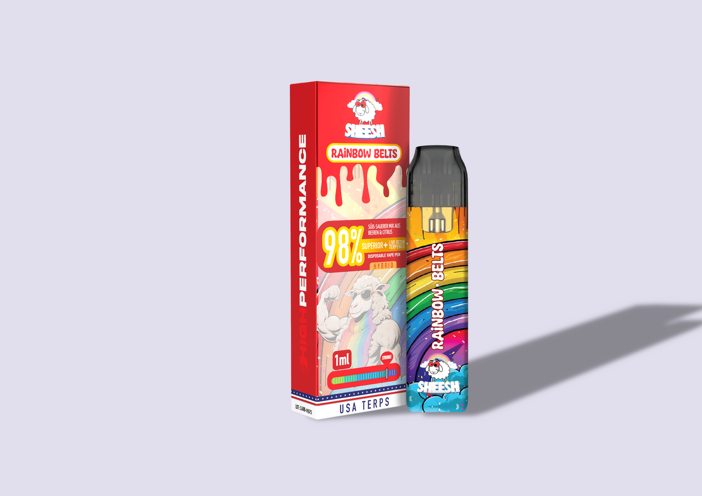 SHEESH Vape - Superior Line 1ml - Rainbow Belts - 98% Superior + Live Resin Terpenes | HHC-Vapes