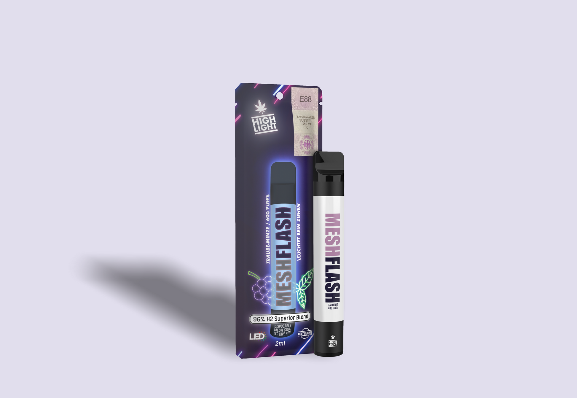 Highlight-Meshflash H2 Superior Traube-Minze 2ml | HHC-Vapes